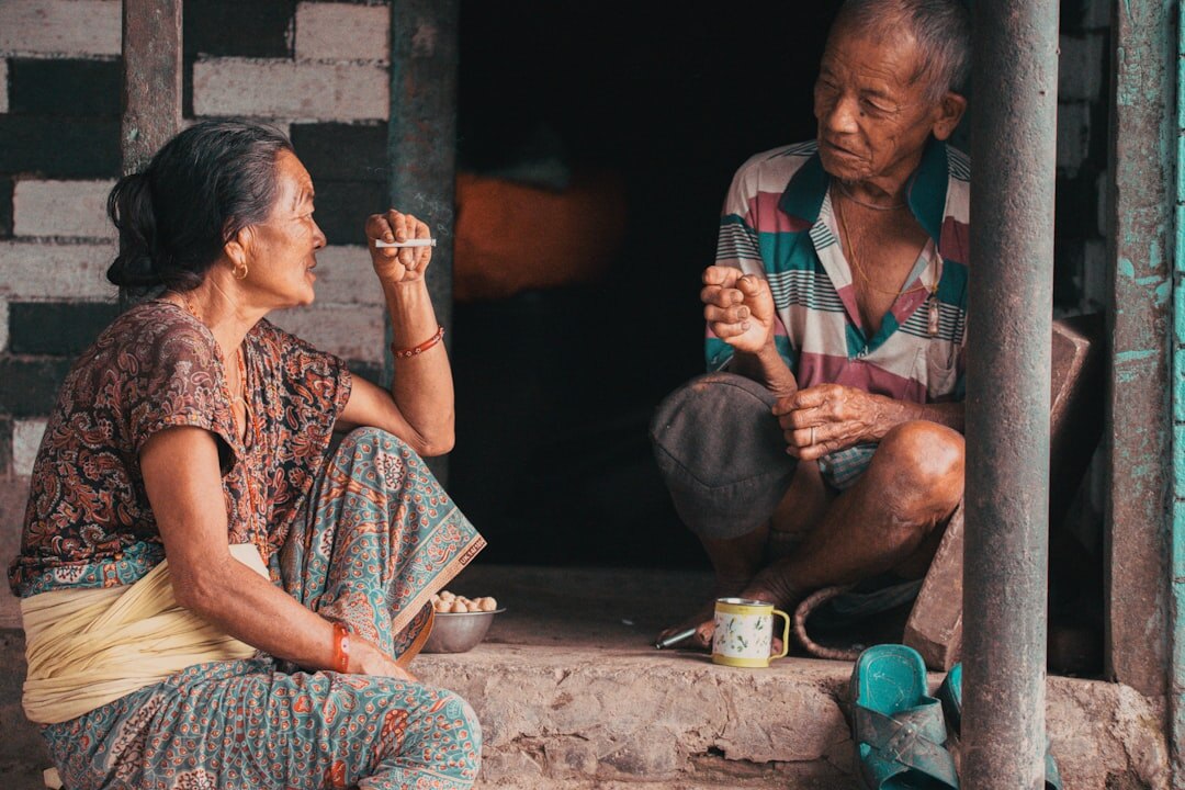 elderly neighbor sharing story