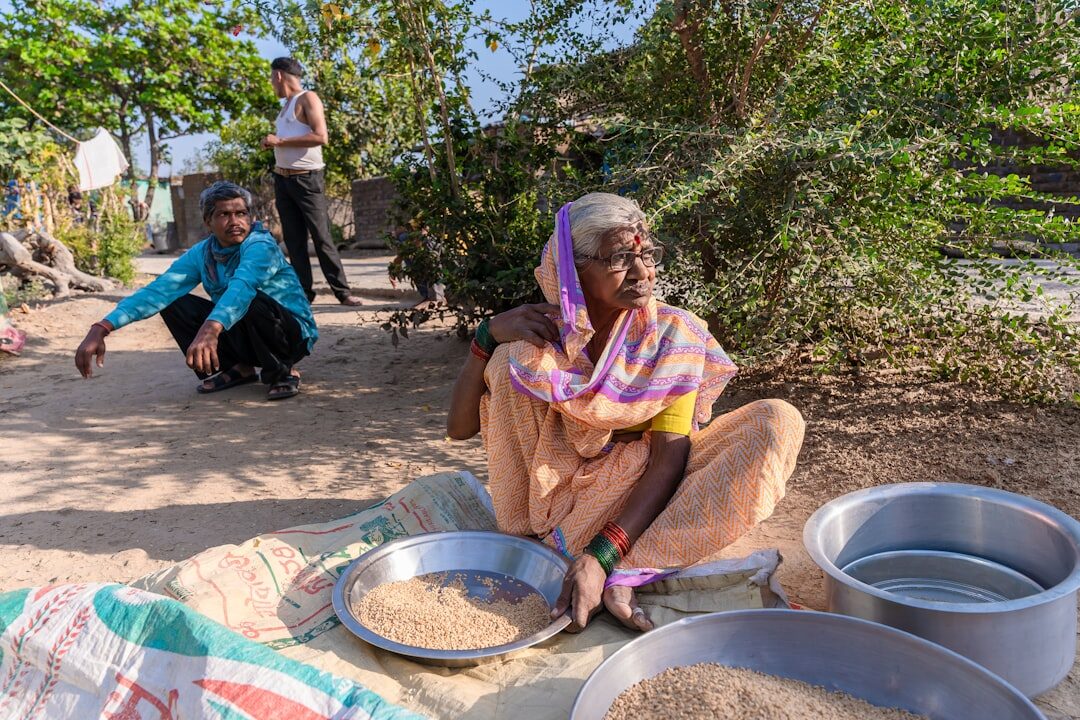 woman sharing story in village